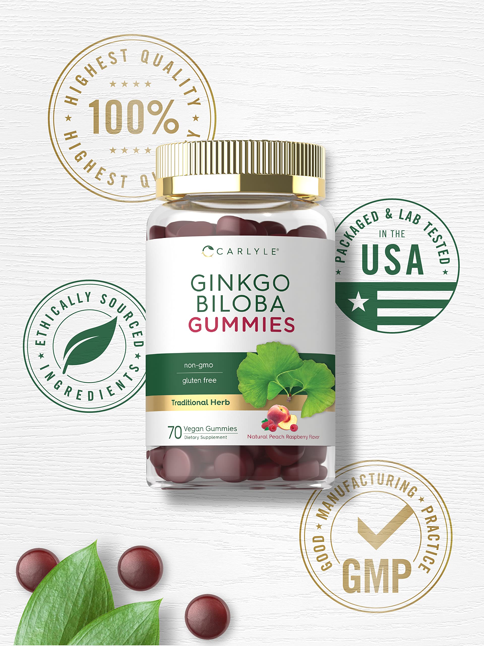 Foto 6 pulgar | Suplemento Carlyle Ginkgo Biloba 300 Mg 70 Gomitas Veganas - Venta Internacional
