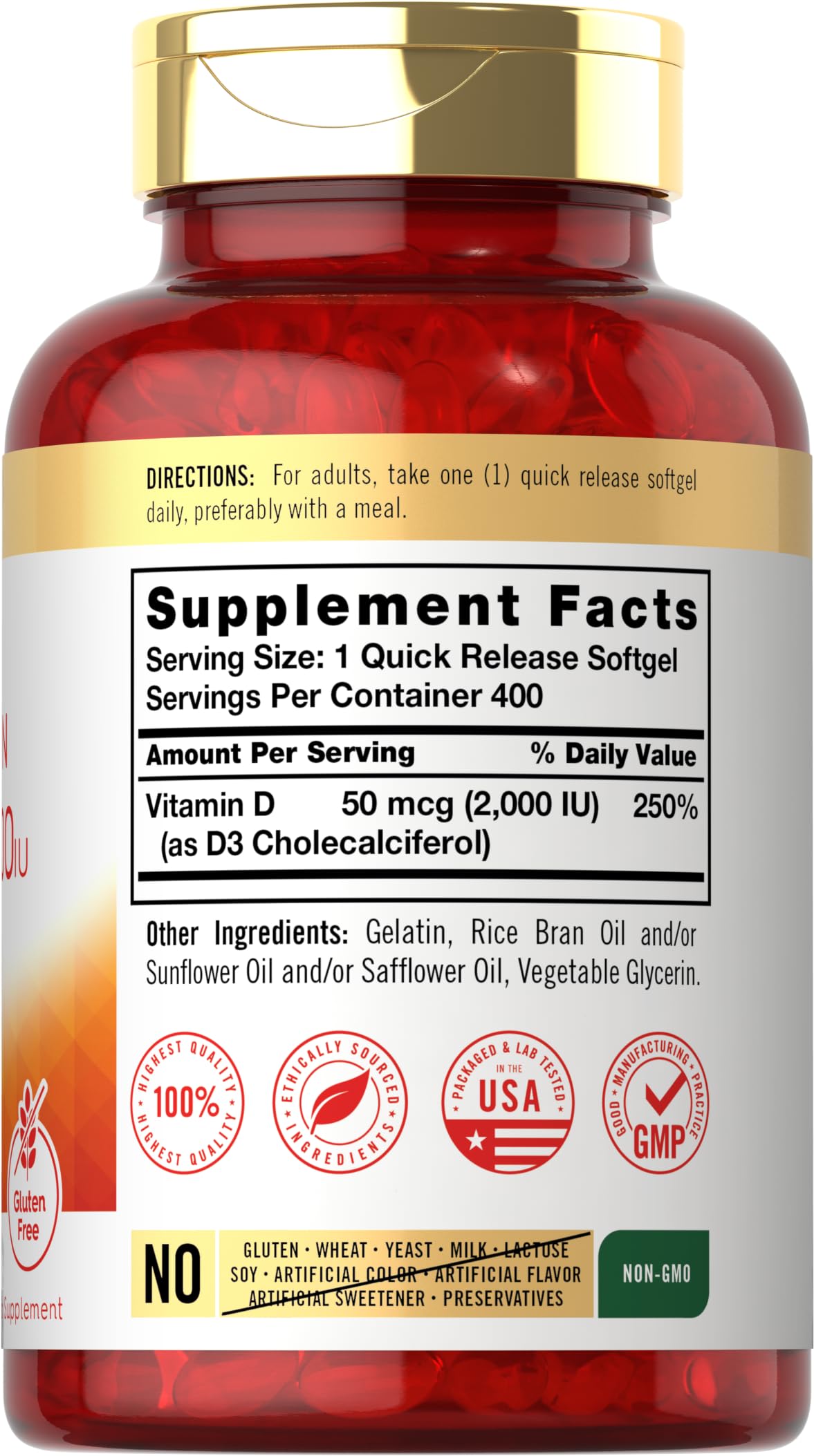 Foto 3 pulgar | Suplemento de Vitamina D Carlyle Vitamina D3 2000 Ui 400 Cápsulas Blandas - Venta Internacional