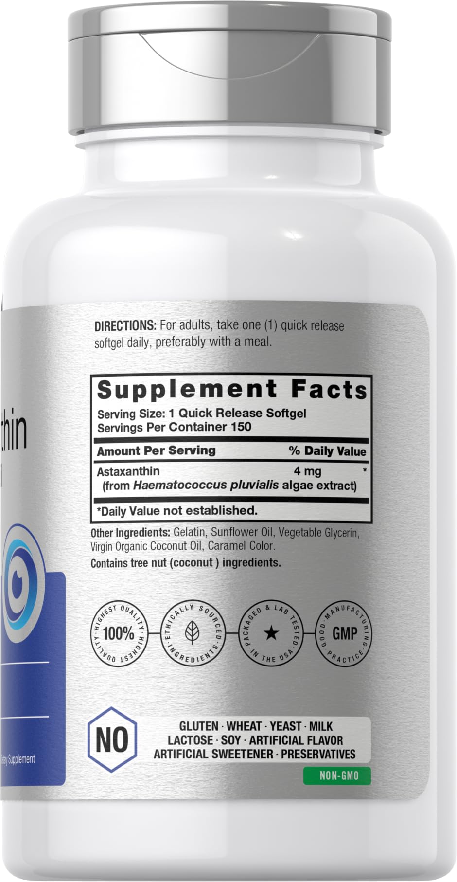 Foto 3 pulgar | Suplemento Horbaach de Astaxantina 4 mg 150 Cápsulas Blandas con Aceite De Coco - Venta Internacional