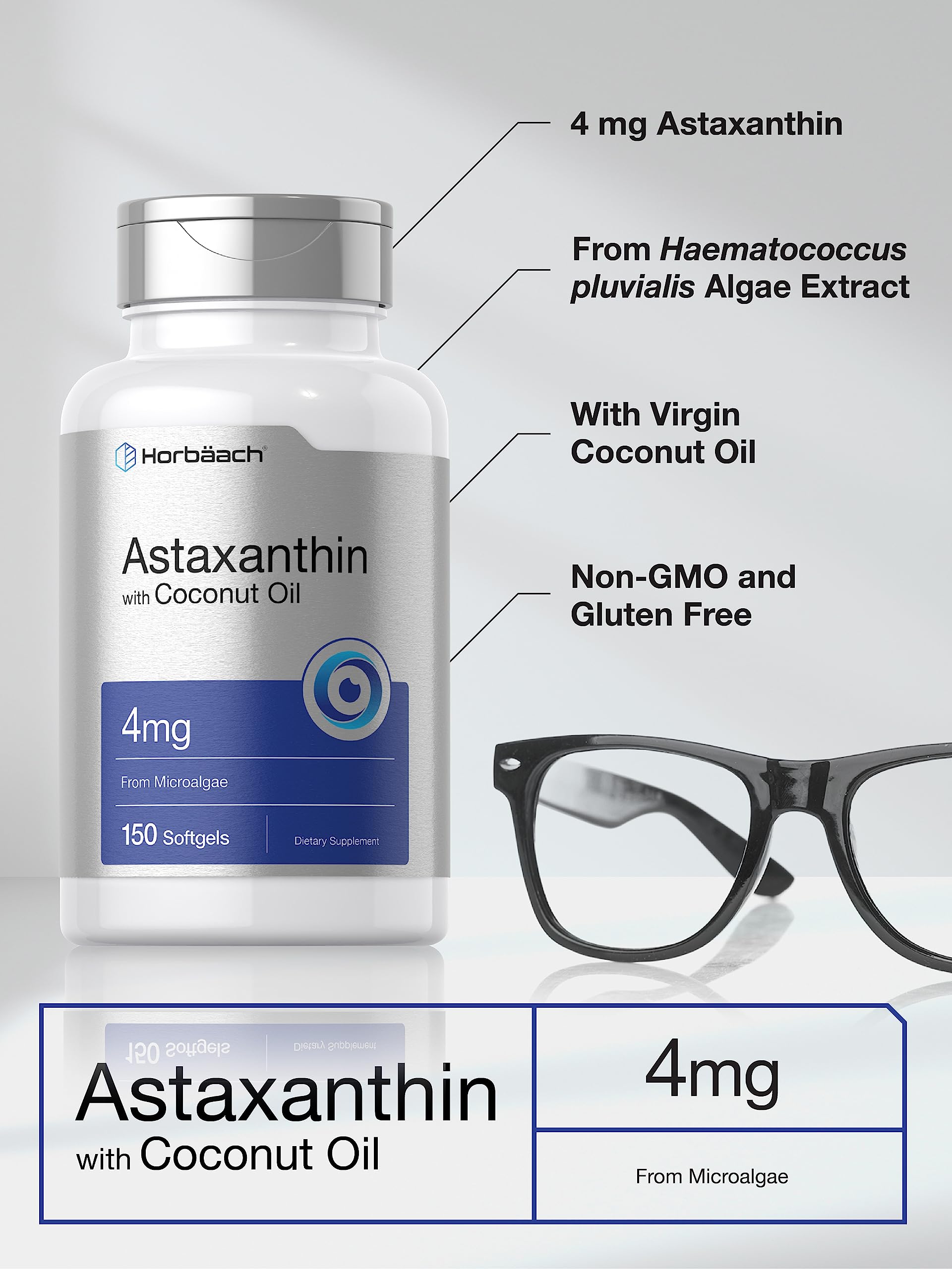 Foto 4 pulgar | Suplemento Horbaach de Astaxantina 4 mg 150 Cápsulas Blandas con Aceite De Coco - Venta Internacional