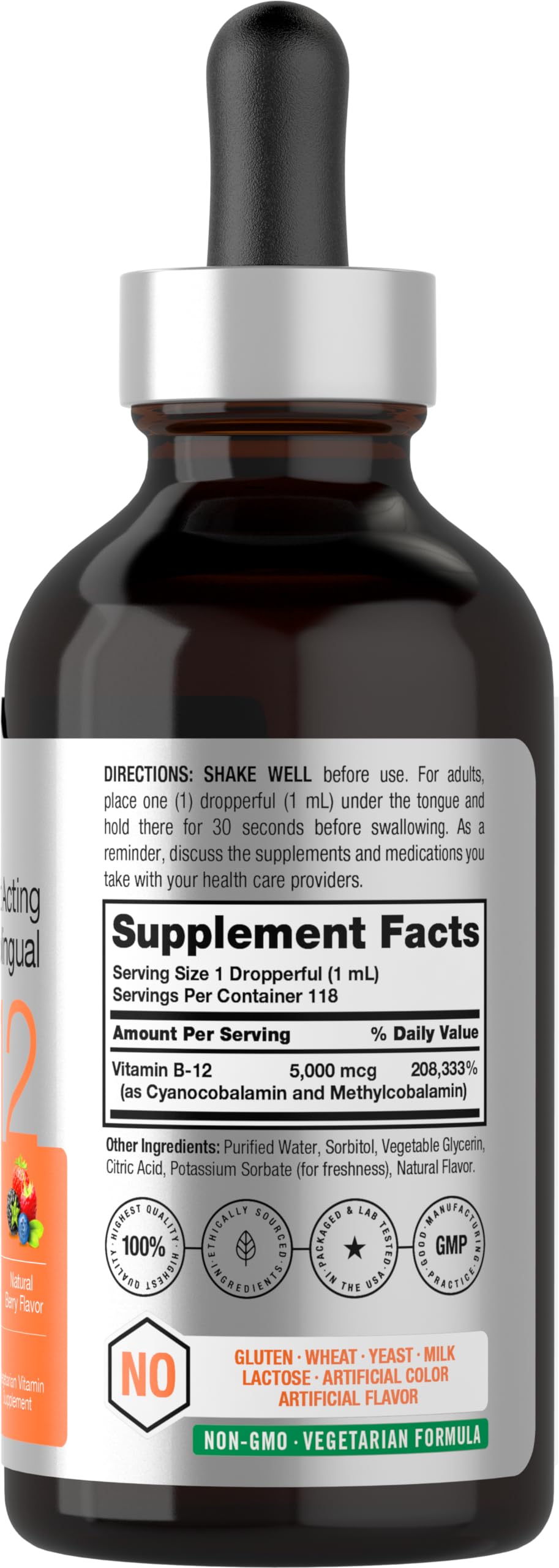 Foto 3 pulgar | Suplemento Horbäach B-12 de 5000 mcg Líquido Sublingual 120 ml - Venta Internacional