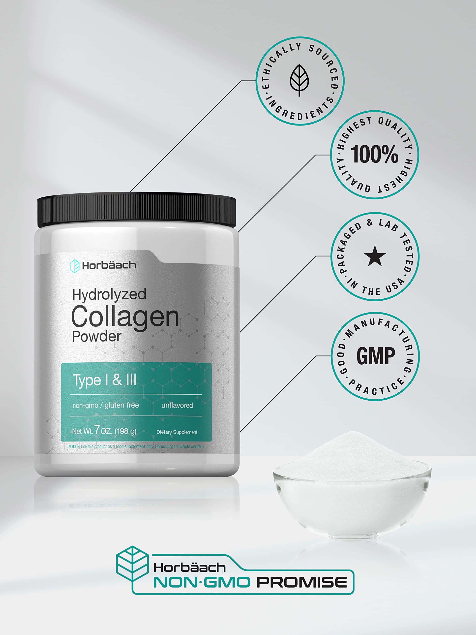 Foto 6 pulgar | Colágeno en Polvo Horbaach Hidrolizado Tipo I y Iii 200 ml - Venta Internacional