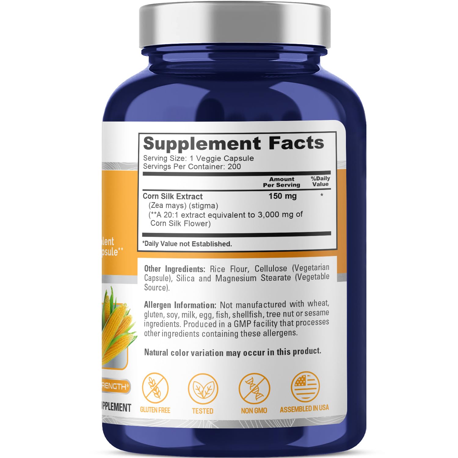 Foto 3 pulgar | Suplemento Nusapure Extracto de Seda de Maíz 3000 mg 200 Cápsulas - Venta Internacional