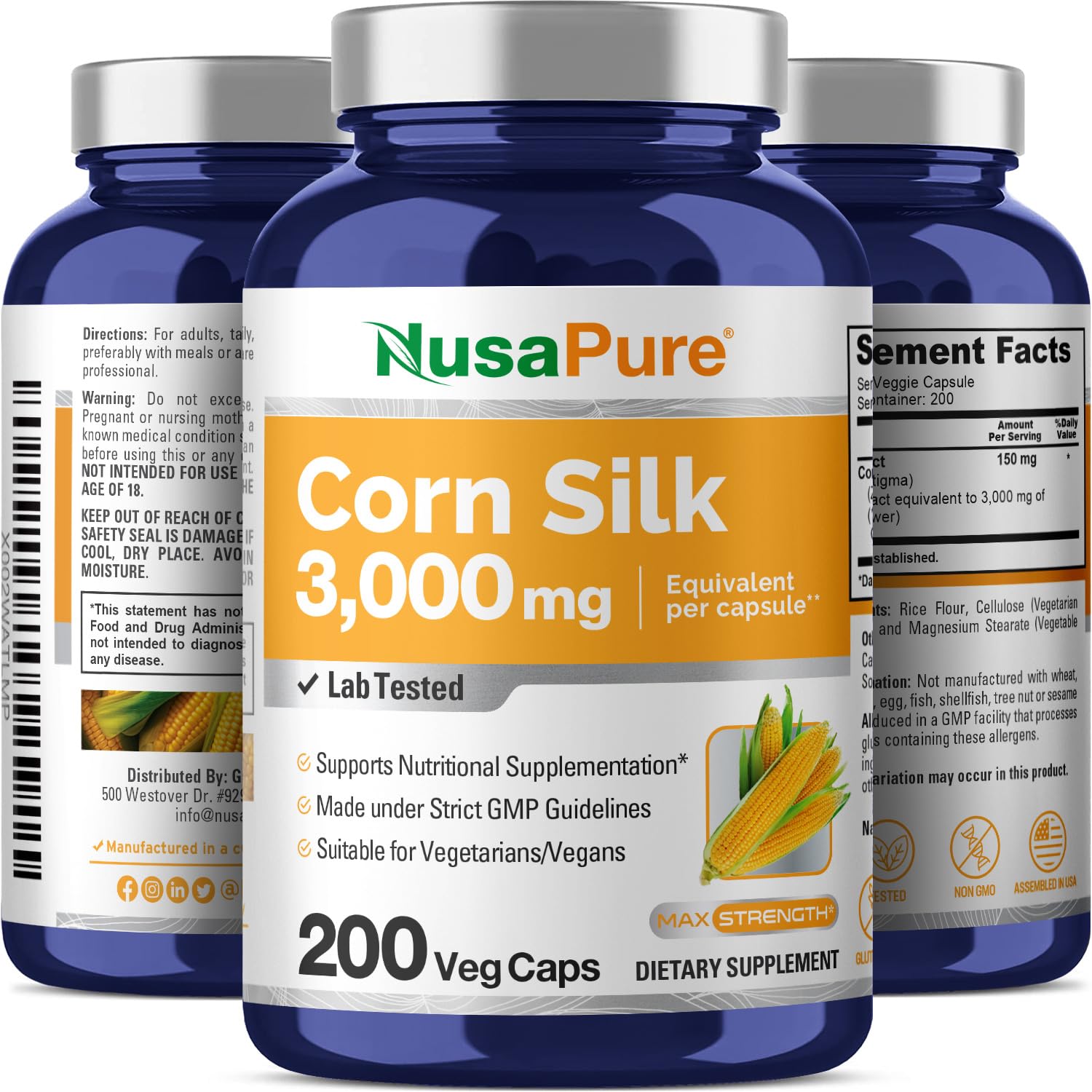 Foto 4 | Suplemento Nusapure Extracto de Seda de Maíz 3000 mg 200 Cápsulas - Venta Internacional