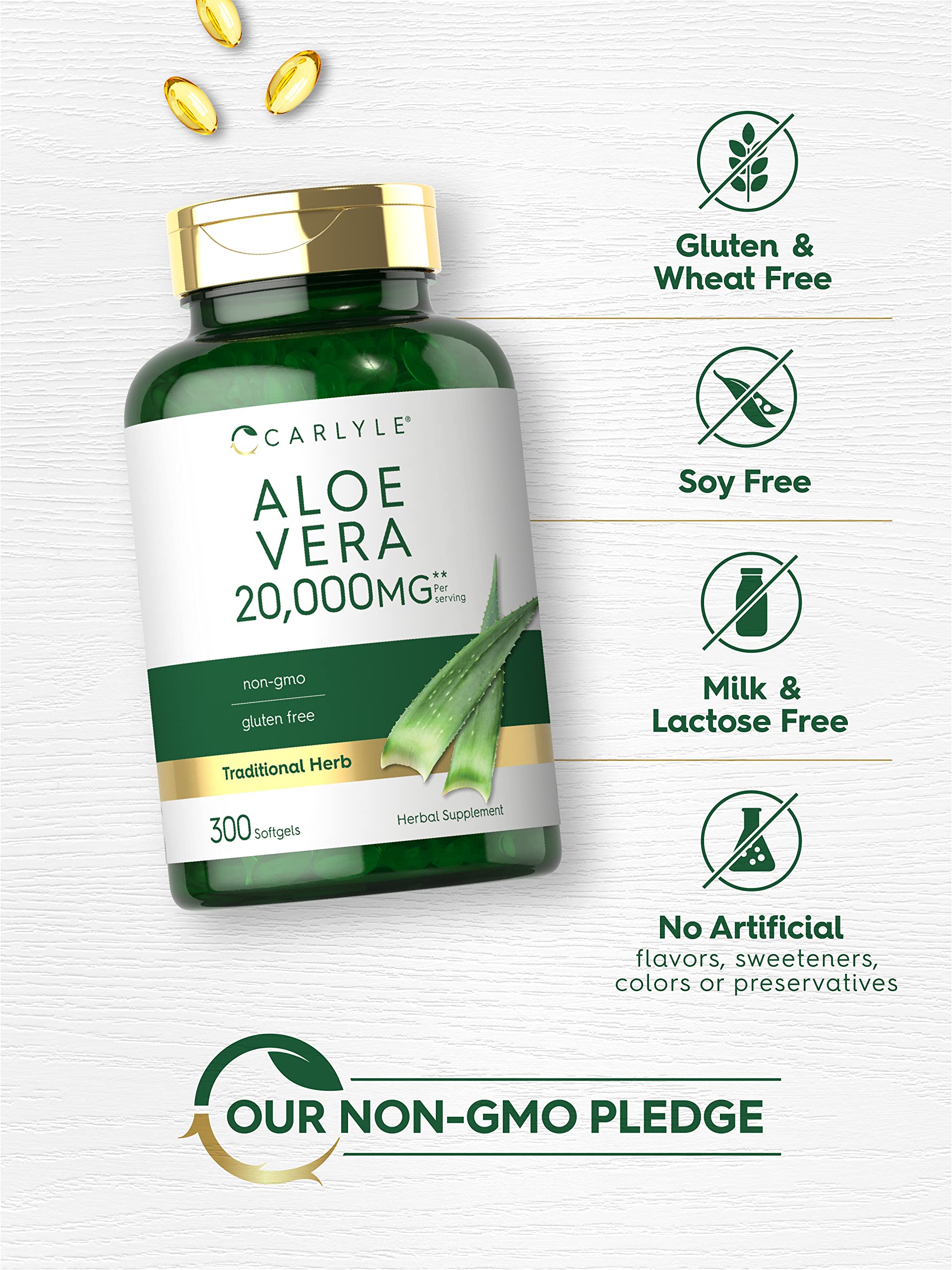 Foto 5 pulgar | Suplemento Carlyle Aloe Vera 20,000 mg 300 Cápsulas - Venta Internacional