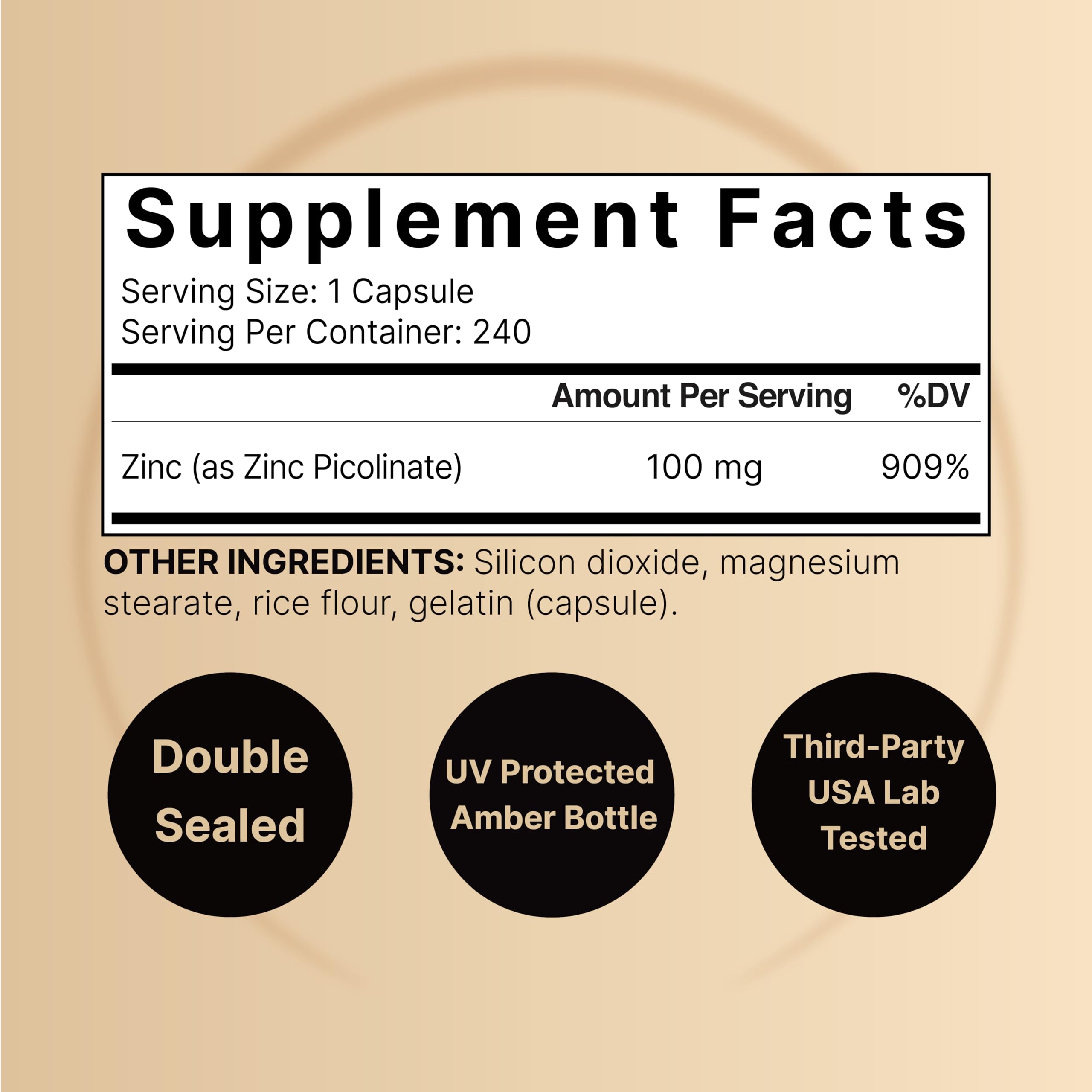 Foto 3 pulgar | Suplemento NatureBell Zinc Picolinate 240 Cápsulas-Venta Internacional