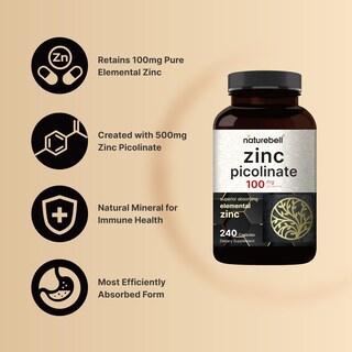 Foto 3 | Suplemento NatureBell Zinc Picolinate 240 Cápsulas-Venta Internacional