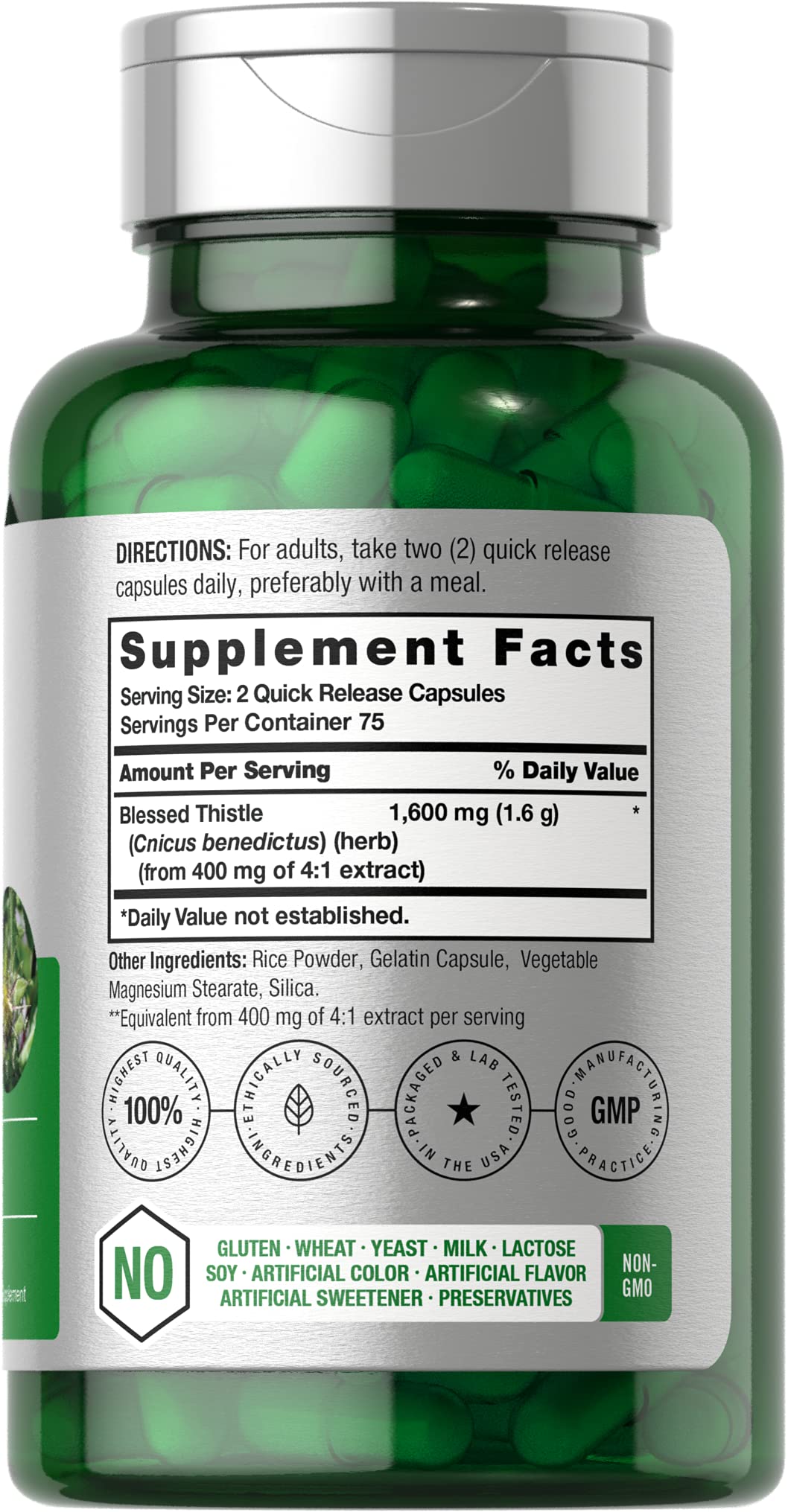 Foto 3 pulgar | Suplemento Horbaach Blessed Thistle 1600 mg, 150 Capsulas - Venta Internacional