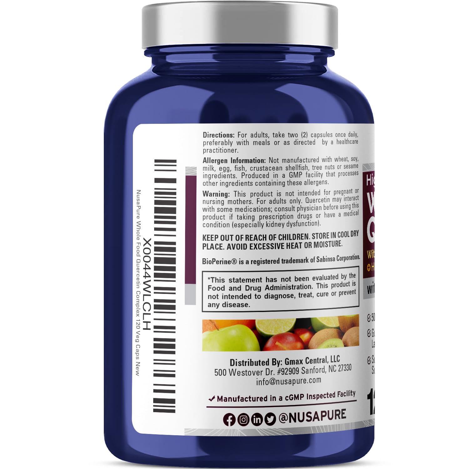 Foto 4 pulgar | Complemento Nusapure Quercetina con Bromelina 500 mg 120 Cápsulas - Venta Internacional