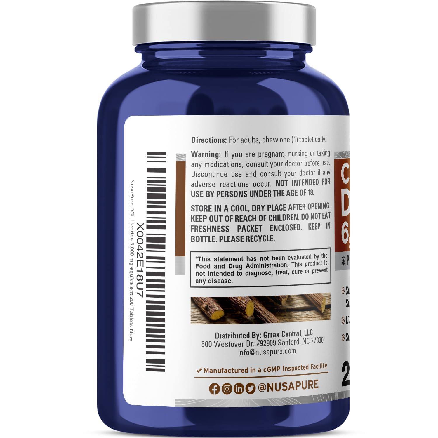 Foto 4 pulgar | Suplemento Nusapure Regaliz Desglicirricinado Dgl 6.000 mg - Venta Internacional