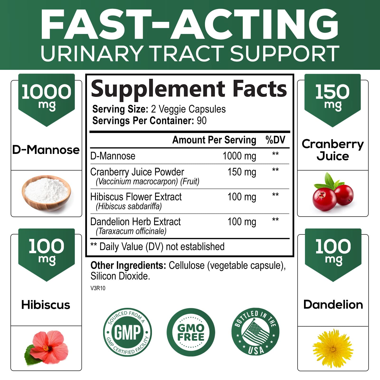 Foto 3 pulgar | Suplemento Nature's Nutrition De D-manosa y Arándano 1350 Mg - Venta Internacional