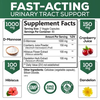 Foto 2 | Suplemento Nature's Nutrition De D-manosa y Arándano 1350 Mg - Venta Internacional