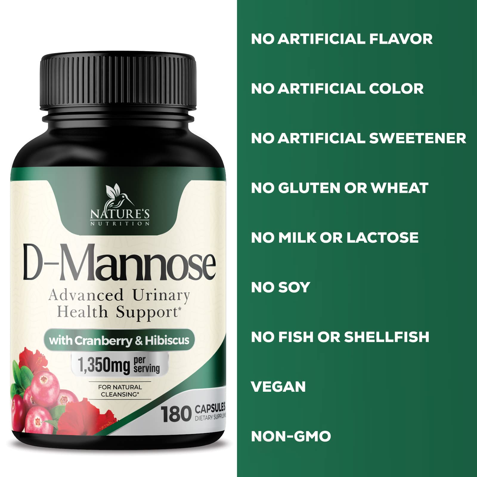 Foto 4 pulgar | Suplemento Nature's Nutrition De D-manosa y Arándano 1350 Mg - Venta Internacional