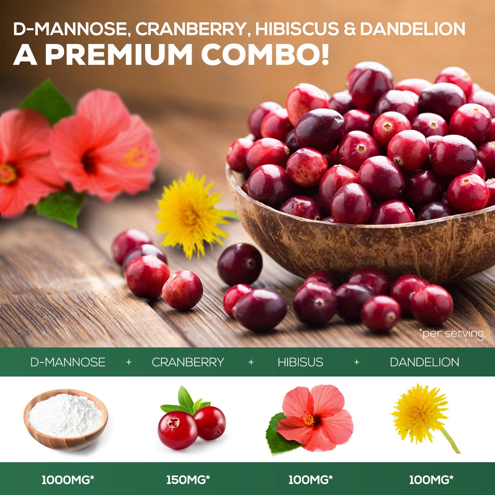 Foto 7 pulgar | Suplemento Nature's Nutrition De D-manosa y Arándano 1350 Mg - Venta Internacional
