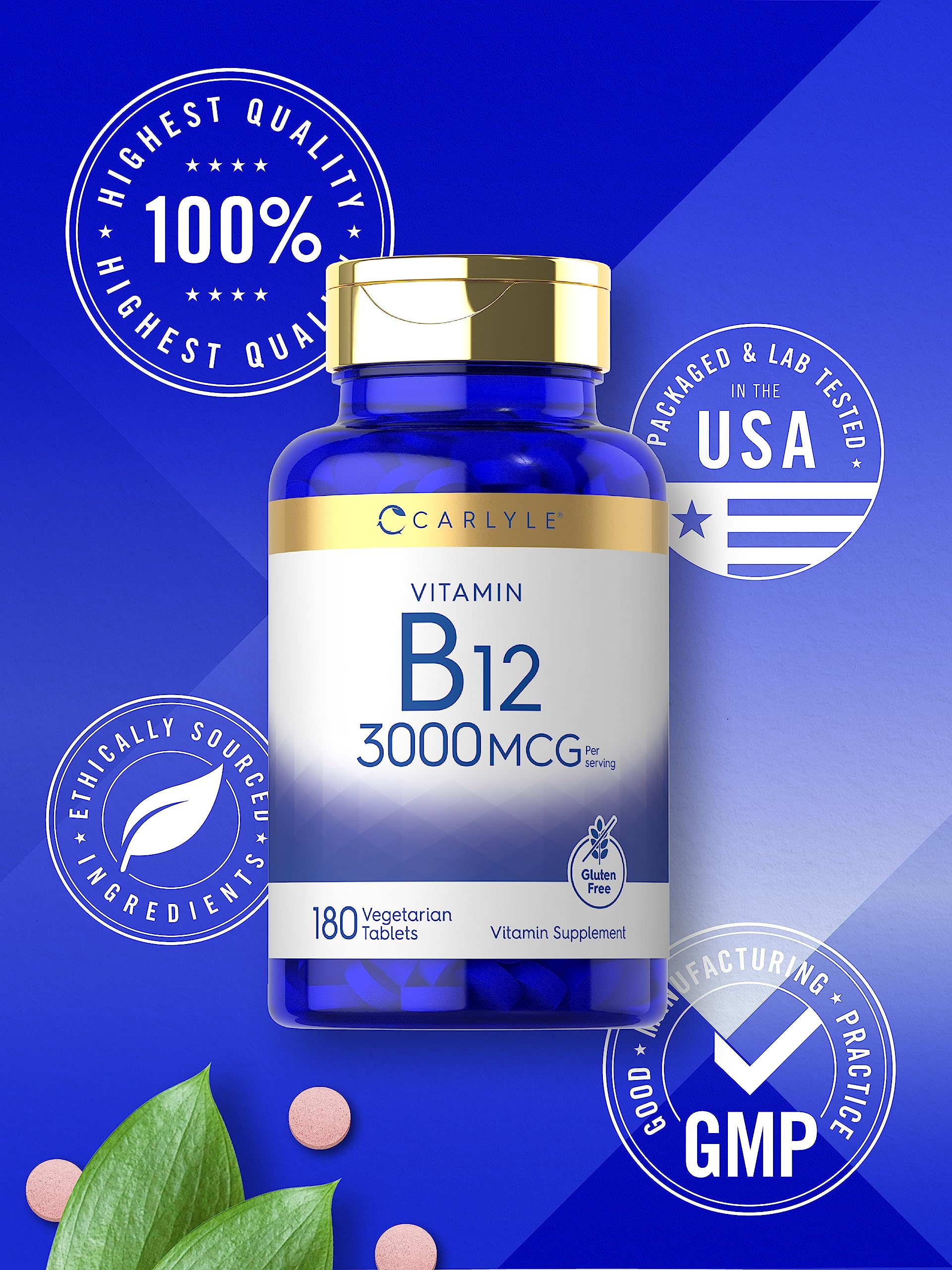 Foto 6 pulgar | Suplemento Carlyle B-12 3000 Mcg 180 Tabletas Vegetariano - Venta Internacional