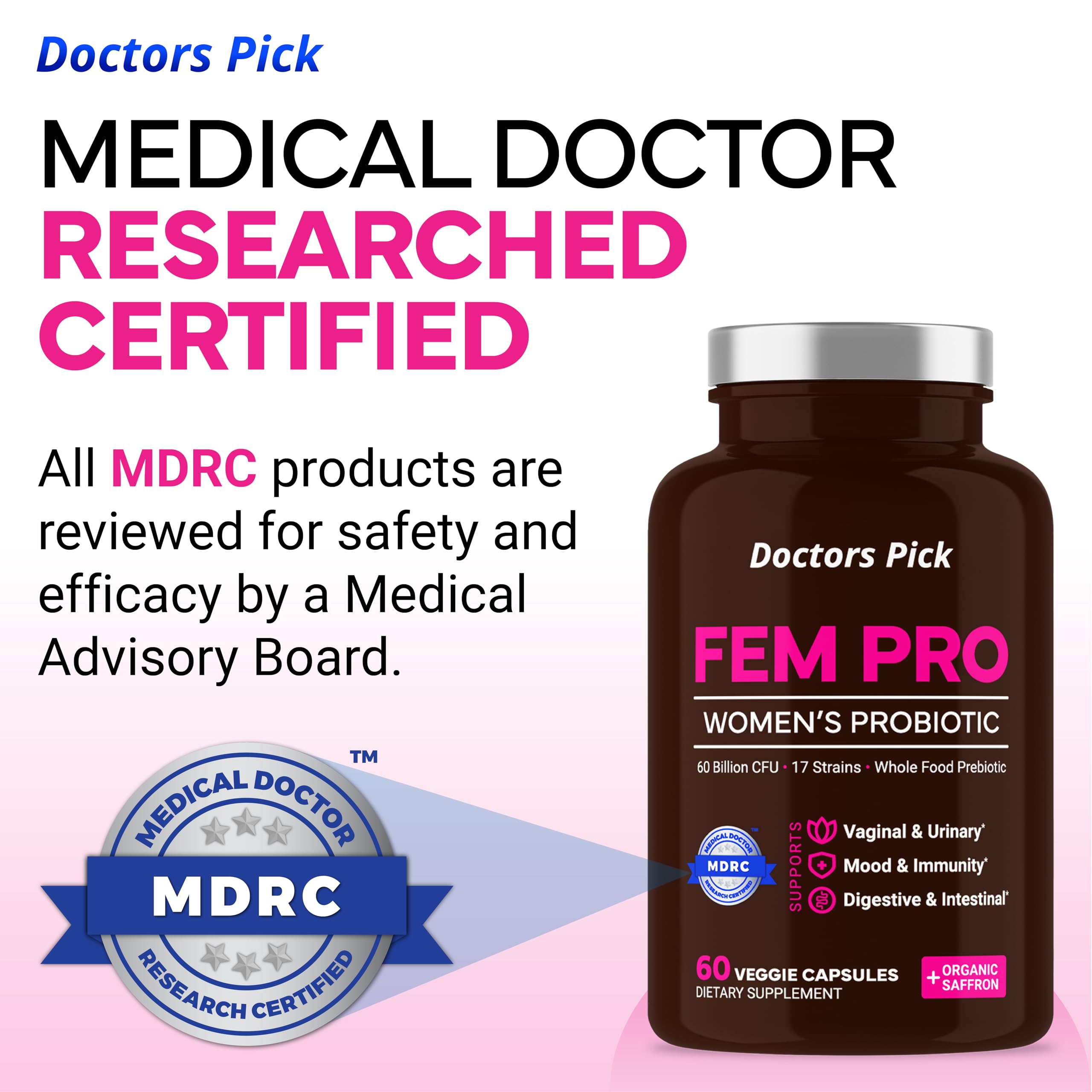 Foto 6 pulgar | Probiotics Doctors Pick Fem Pro Women 60 Cápsulas Vegetarianas - Venta Internacional