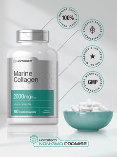 Foto 6 | Suplemento Horbaach Marine Collagen Peptides 2000 mg 180 Cápsulas - Venta Internacional