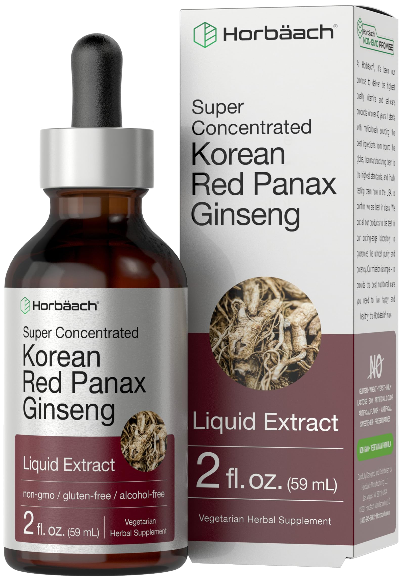 Foto 2 pulgar | Suplemento de Extracto Líquido Horbäach de Ginseng Rojo Coreano 60 ml - Venta Internacional