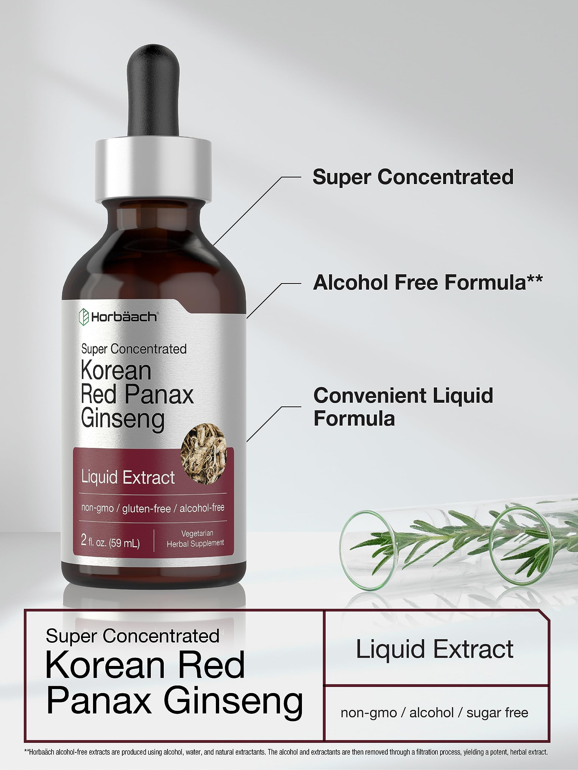 Foto 5 pulgar | Suplemento de Extracto Líquido Horbäach de Ginseng Rojo Coreano 60 ml - Venta Internacional