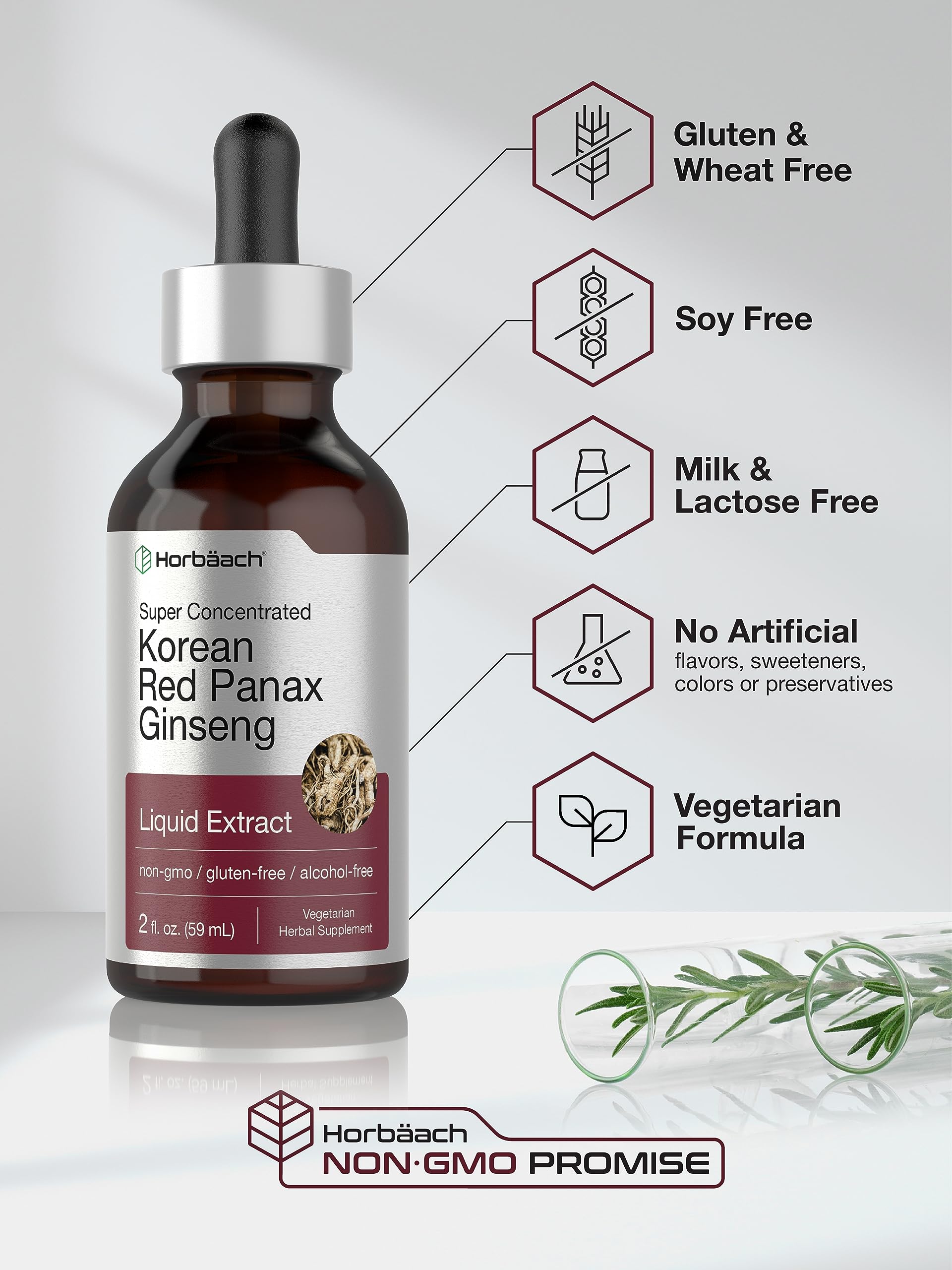 Foto 6 pulgar | Suplemento de Extracto Líquido Horbäach de Ginseng Rojo Coreano 60 ml - Venta Internacional
