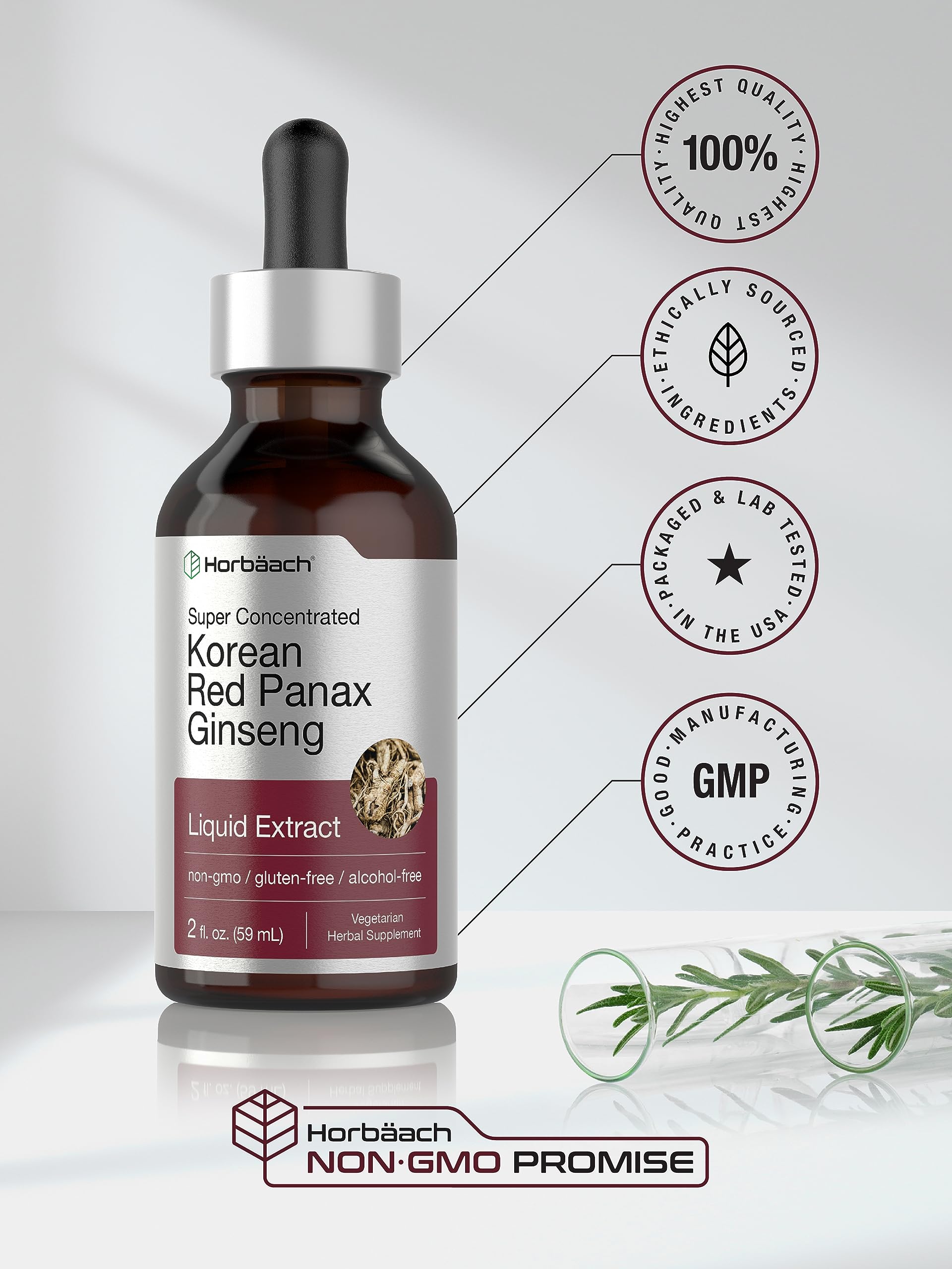 Foto 7 pulgar | Suplemento de Extracto Líquido Horbäach de Ginseng Rojo Coreano 60 ml - Venta Internacional