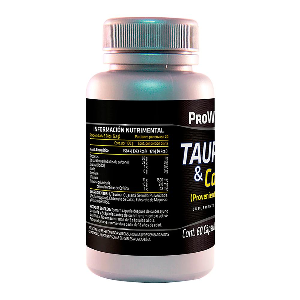 Foto 2 | Taurina Cafeína ProWinner 60 Cápsulas Guaraná