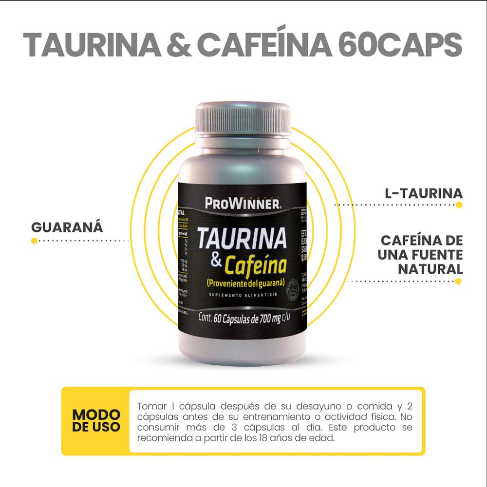 Foto 6 pulgar | Taurina Cafeína ProWinner 60 Cápsulas Guaraná