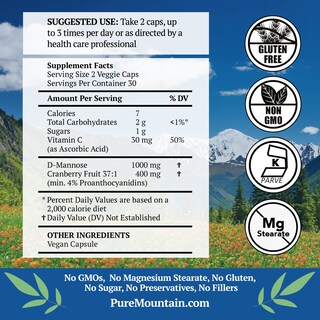 Foto 2 | Suplemento Pure Mountain Botanicals Arándano D Manosa 1000 Mg - Venta Internacional