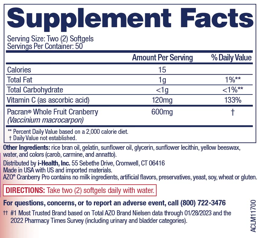 Foto 3 pulgar | Suplemento Azo Cranberry Pro Urinary Tract 600 Mg Pacran 100 Cápsulas Blandas - Venta Internacional