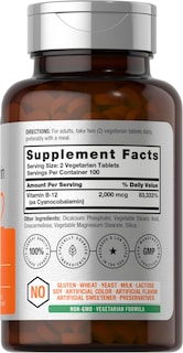 Foto 2 | Suplemento de Vitamina B12 Horbäach 2000 Mcg 200 Comprimidos Vegetariano - Venta Internacional