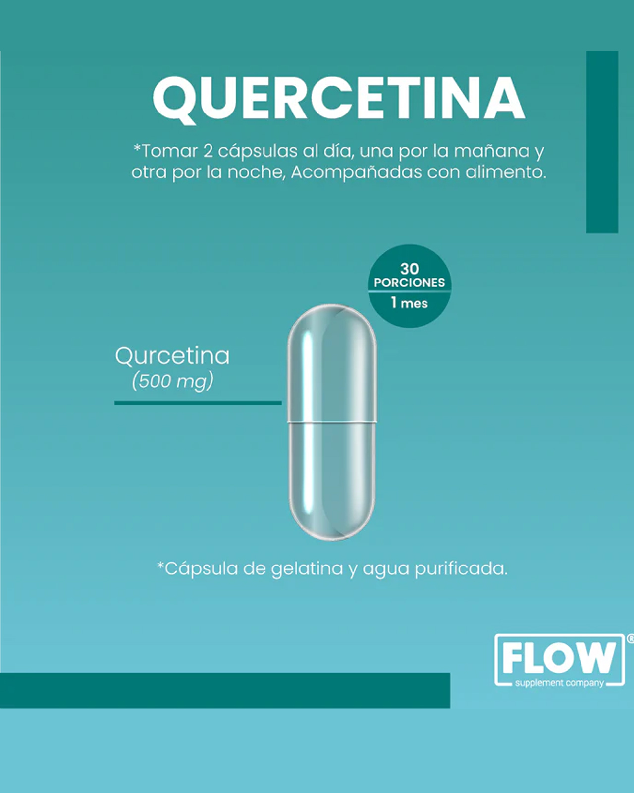 Foto 3 pulgar | Flow Vitaminas Minerales y Suplementos -60 Cápsulas de Quercetina 500 mg
