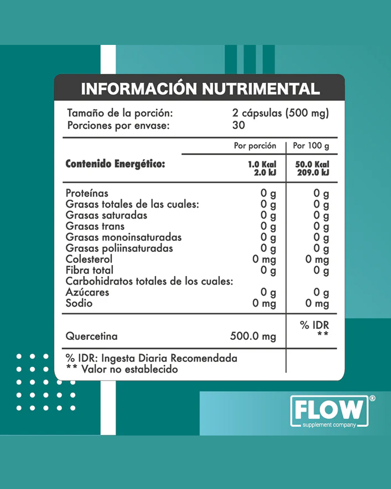 Foto 5 pulgar | Flow Vitaminas Minerales y Suplementos -60 Cápsulas de Quercetina 500 mg