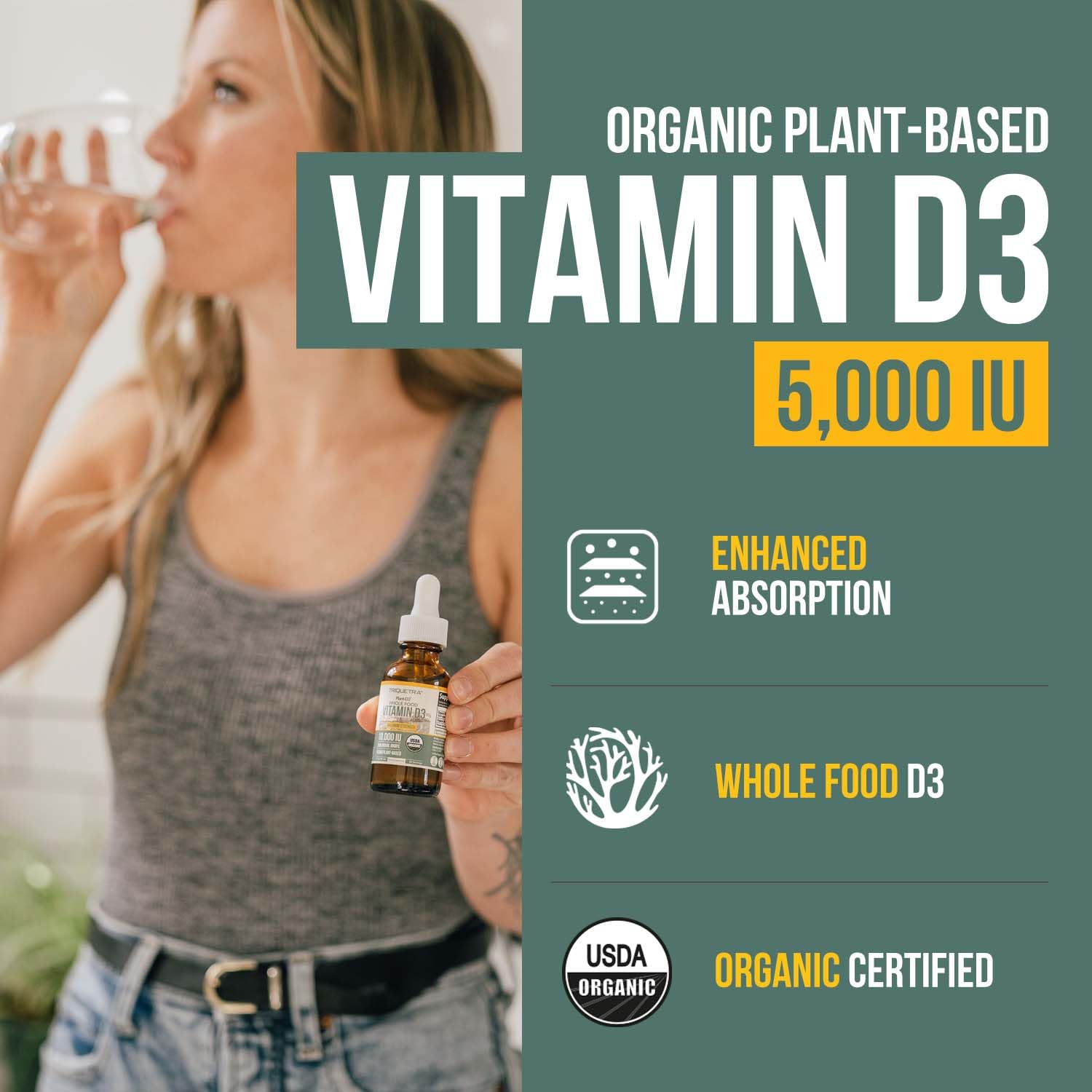 Foto 3 pulgar | Vitamina D3 Triquetra Health en Gotero Plant-d3 Orgánica 5000 Iu - Venta Internacional
