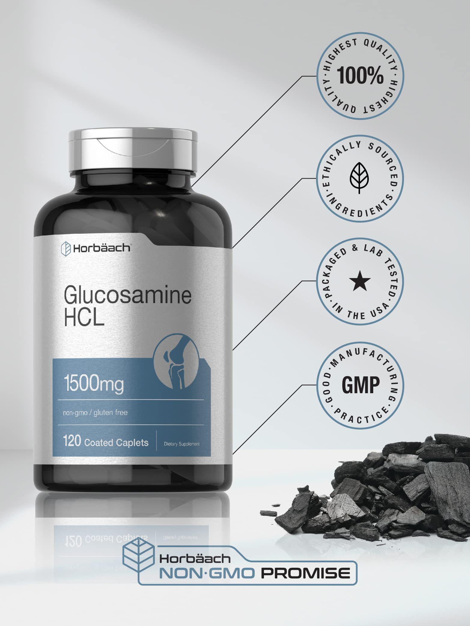 Foto 6 pulgar | Suplemento Horbäach Glucosamine Hcl 1500 mg 120 Cápsulas - Venta Internacional