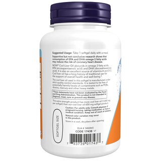 Foto 3 | Aceite de Hígado de Bacalao Supplements Now Extra Strength 1000 mg 90 Cápsulas Blandas - Venta Internacional