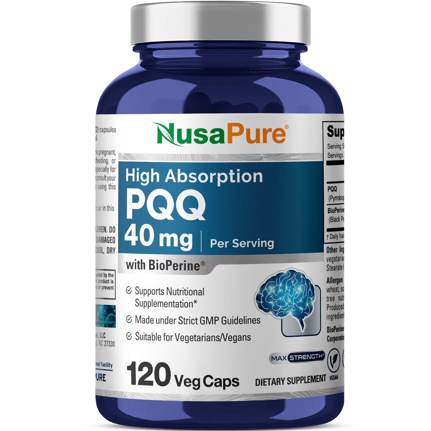 Foto 2 pulgar | Suplemento Nusapure Pqq 40 mg 120 Cápsulas Vegetarianas Sin Ogm - Venta Internacional