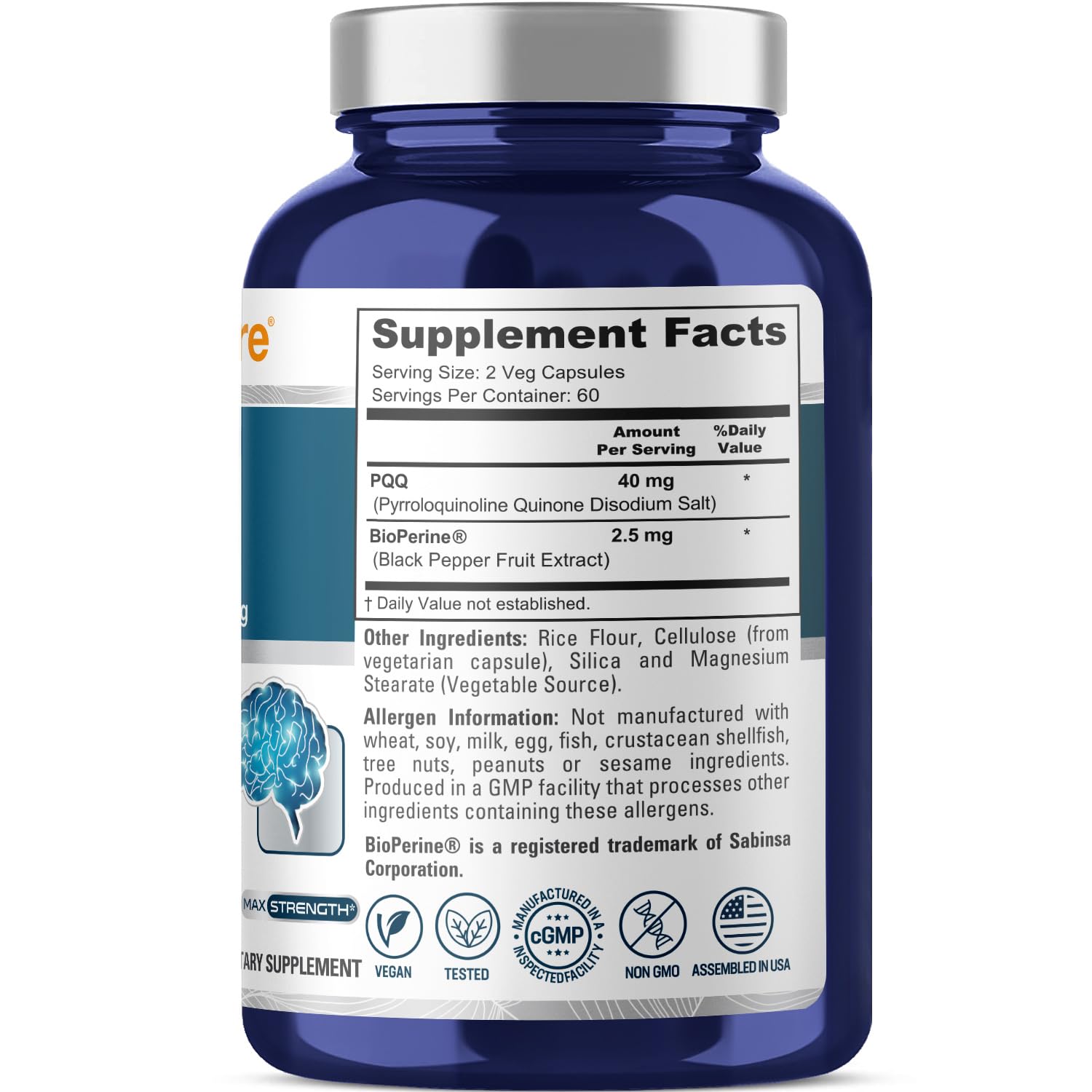 Foto 3 pulgar | Suplemento Nusapure Pqq 40 mg 120 Cápsulas Vegetarianas Sin Ogm - Venta Internacional