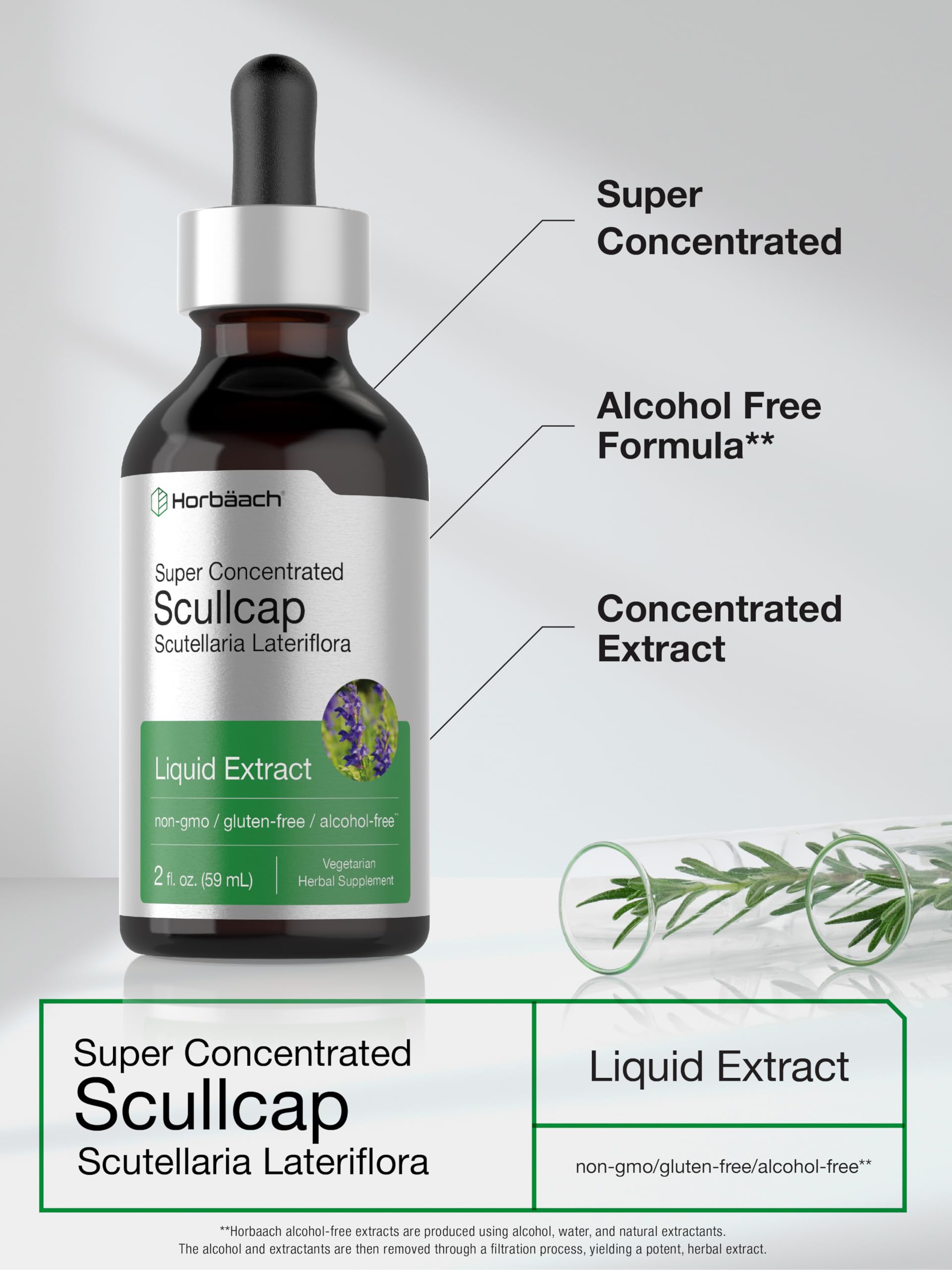 Foto 5 pulgar | Suplemento Horbäach Extracto Líquido de Hierbas Scullcap 60 ml - Venta Internacional