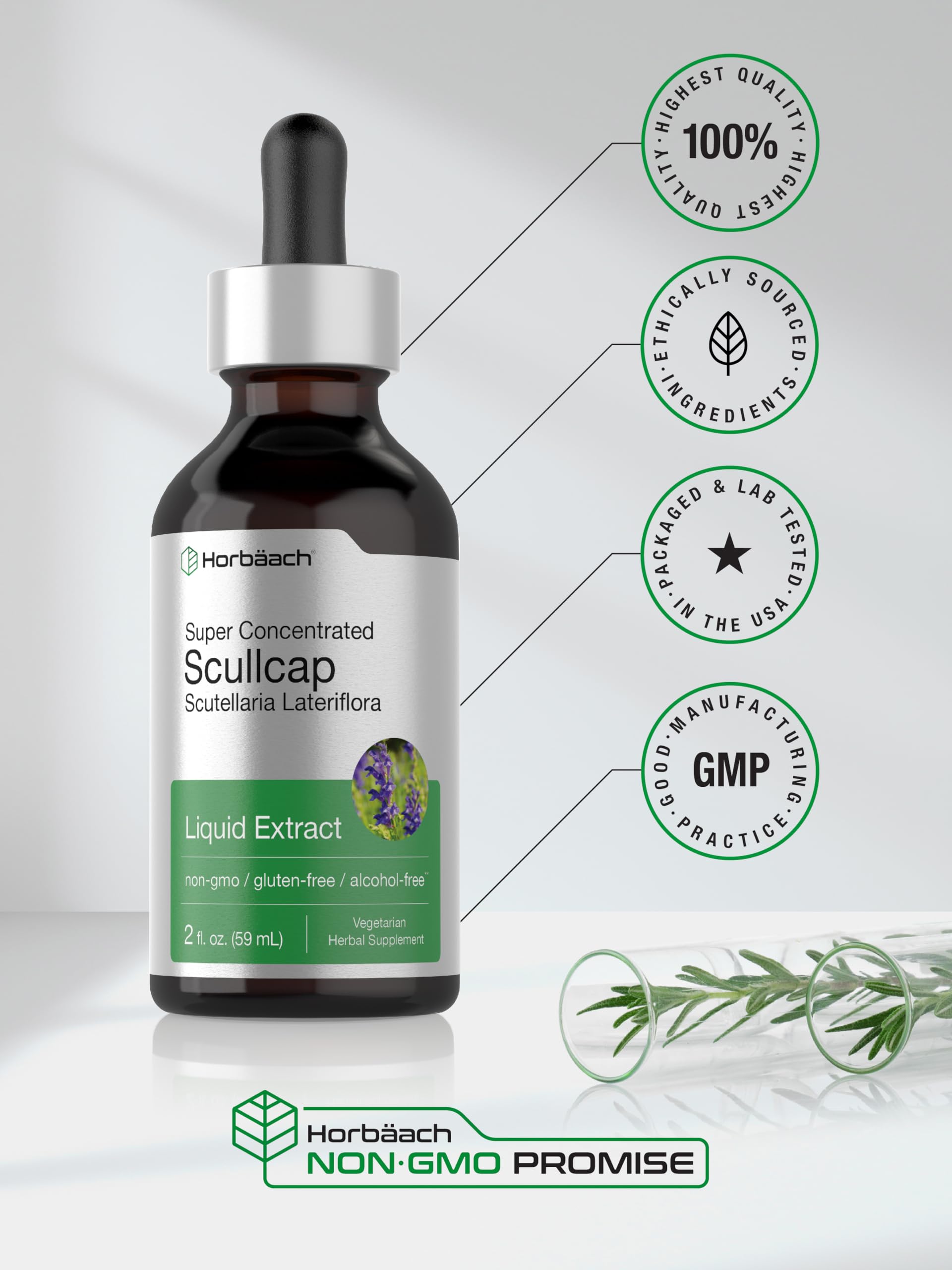 Foto 7 pulgar | Suplemento Horbäach Extracto Líquido de Hierbas Scullcap 60 ml - Venta Internacional