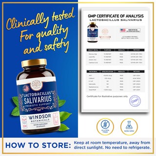 Foto 3 | Probióticos Windsor Botanicals Lactobacillus Salivarius para la salud bucal e intestinal