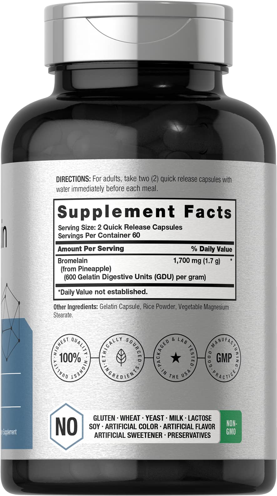 Foto 3 pulgar | Suplemento Horbäach Bromelain 1700 Mg 120 Cápsulas - Venta Internacional