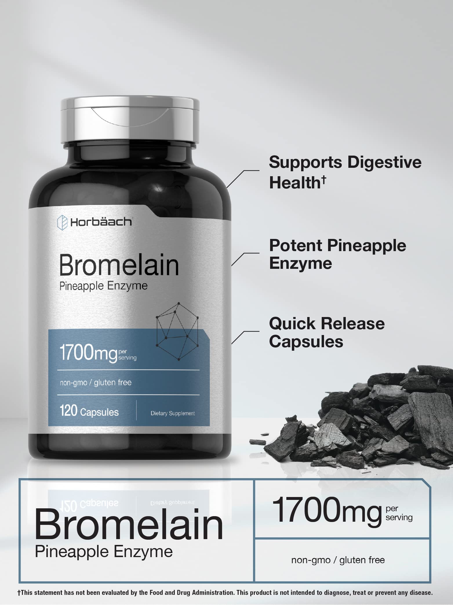 Foto 4 pulgar | Suplemento Horbäach Bromelain 1700 Mg 120 Cápsulas - Venta Internacional