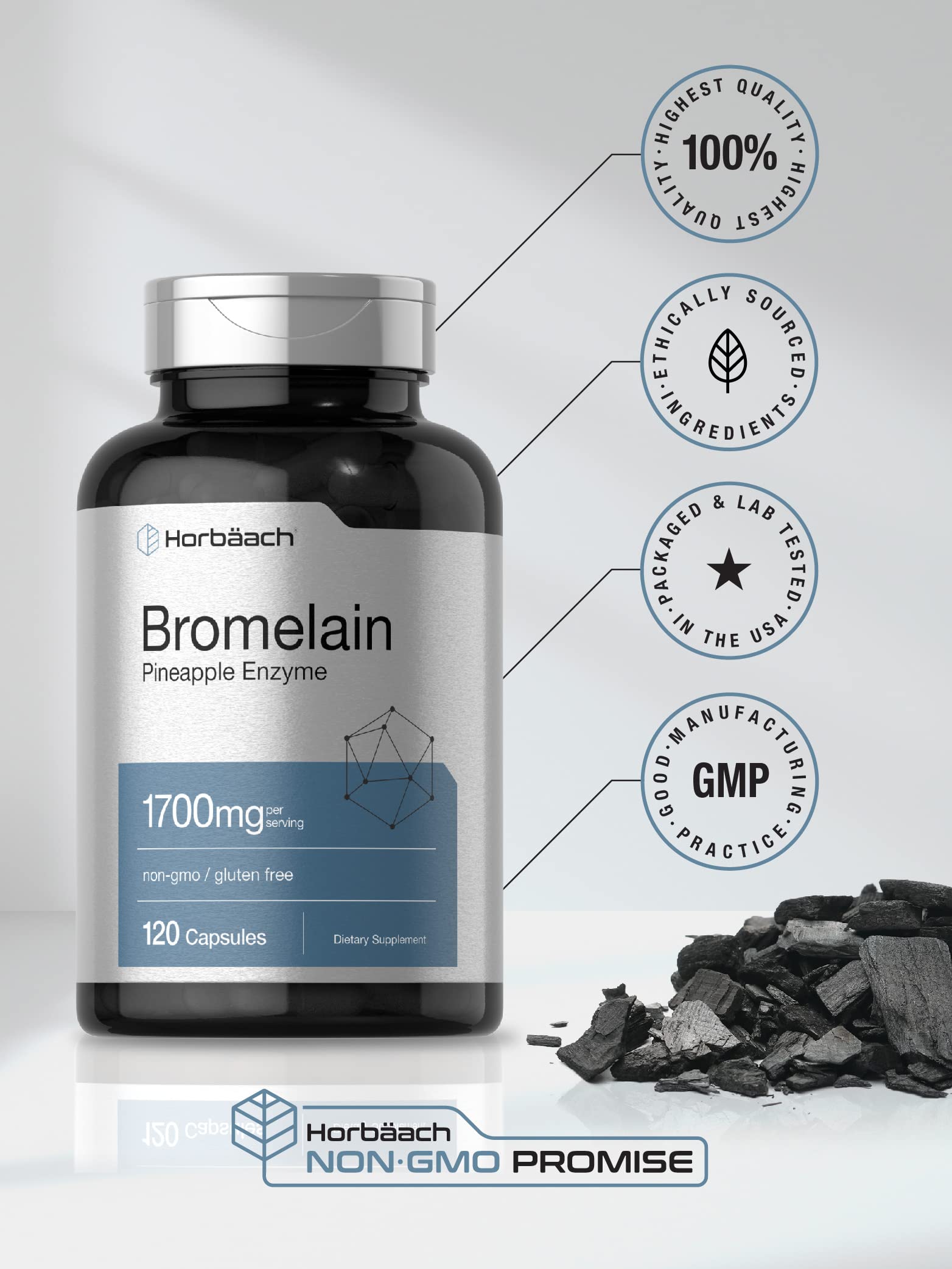 Foto 6 pulgar | Suplemento Horbäach Bromelain 1700 Mg 120 Cápsulas - Venta Internacional