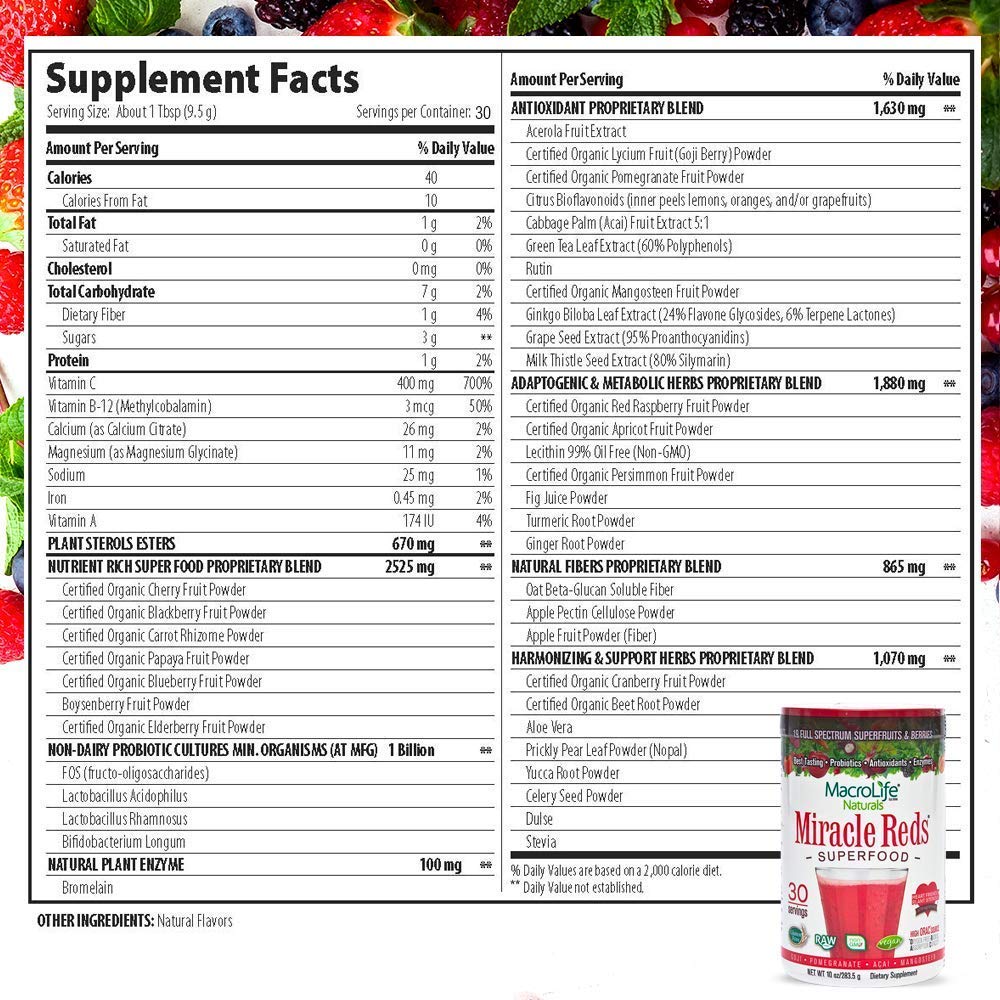 Foto 8 pulgar | Suplemento Macrolife Naturals Miracle Reds 30 Porciones 300 Ml - Venta Internacional