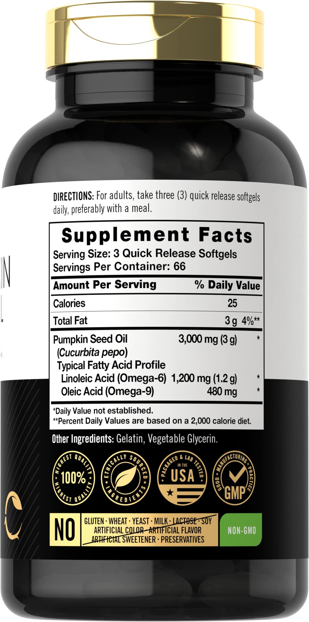 Foto 2 | Suplemento de Aceite de Semilla de Calabaza Carlyle 3000 mg 200 Cápsulas Blandas - Venta Internacional