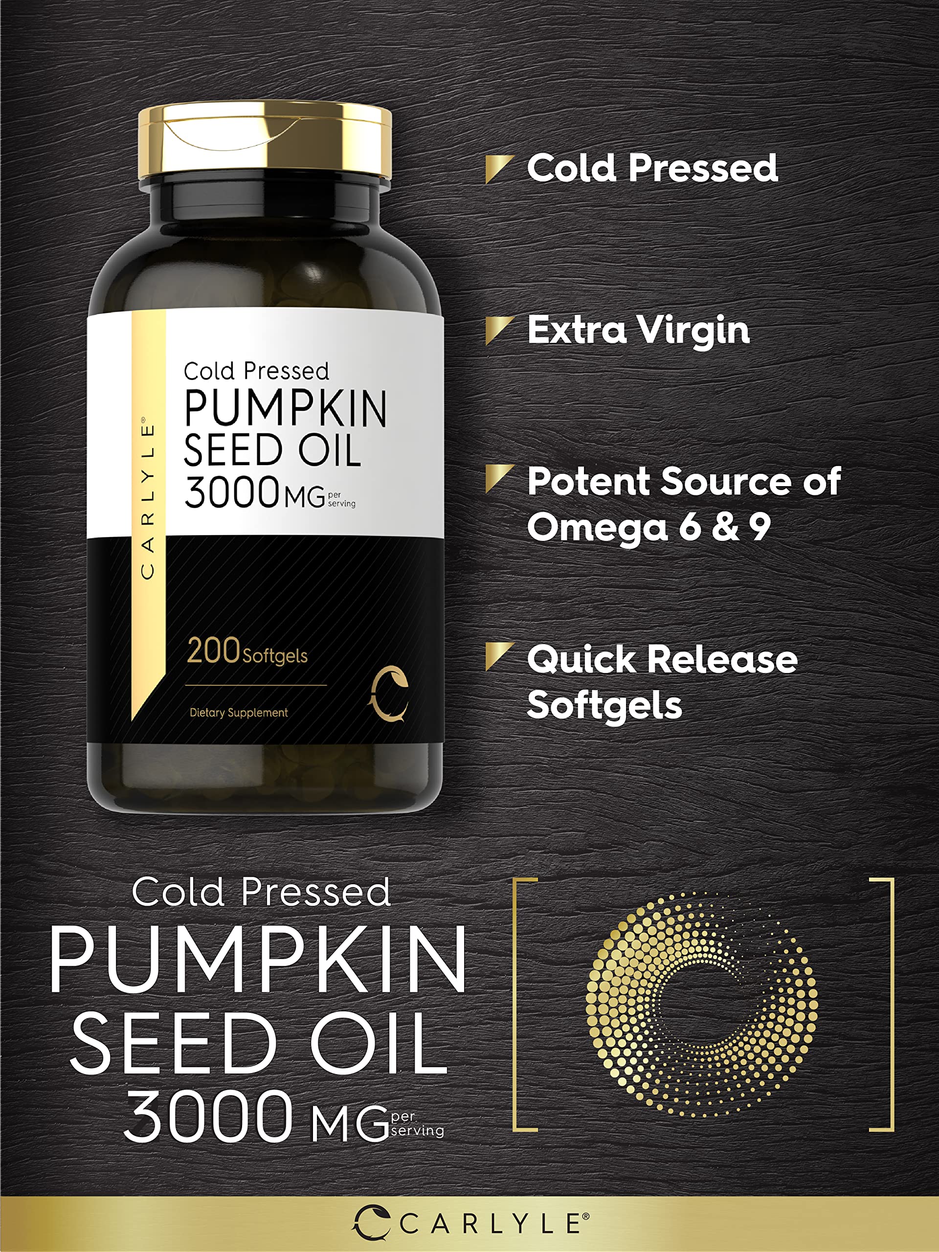 Foto 3 | Suplemento de Aceite de Semilla de Calabaza Carlyle 3000 mg 200 Cápsulas Blandas - Venta Internacional