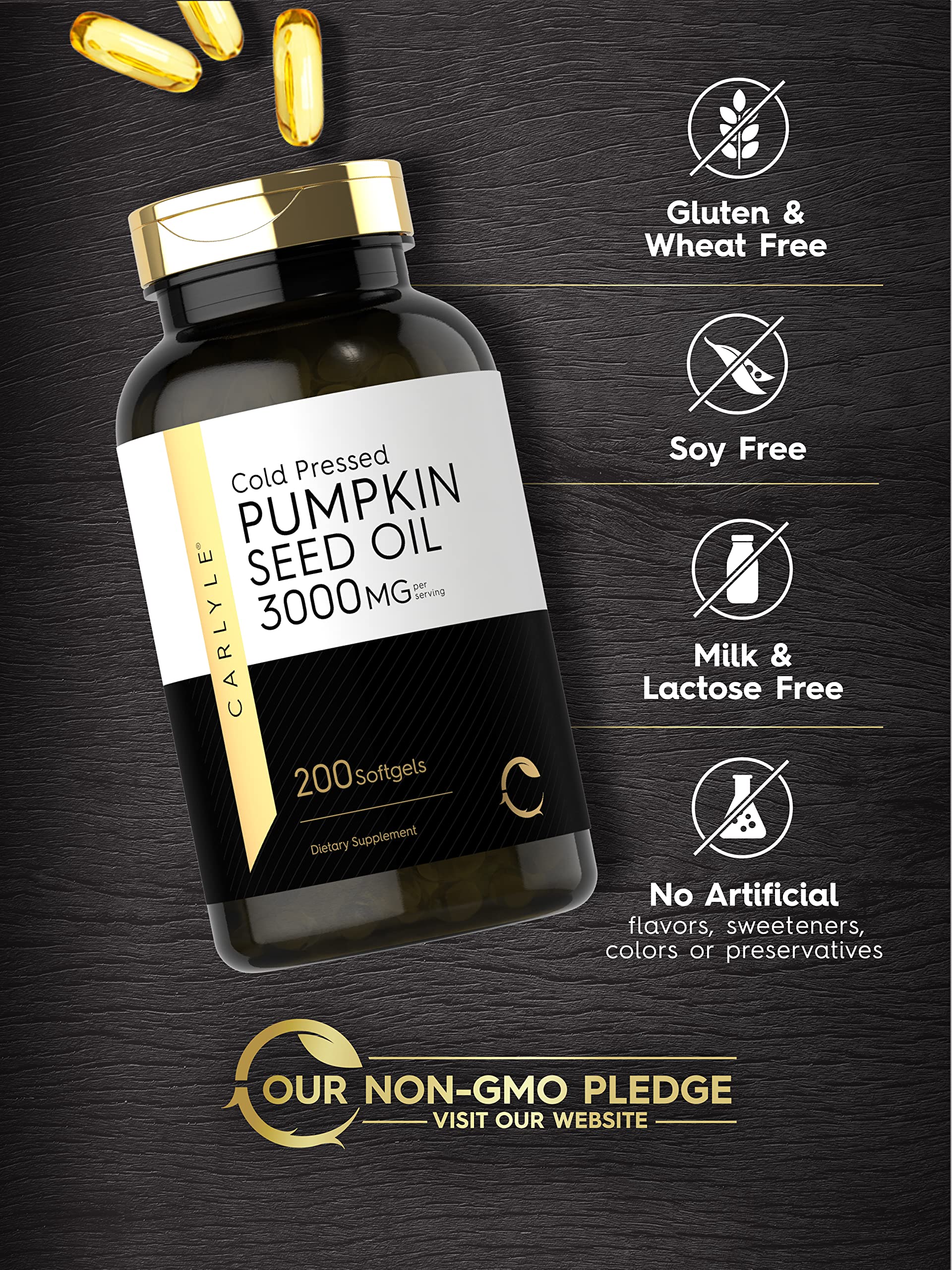 Foto 5 pulgar | Suplemento de Aceite de Semilla de Calabaza Carlyle 3000 mg 200 Cápsulas Blandas - Venta Internacional
