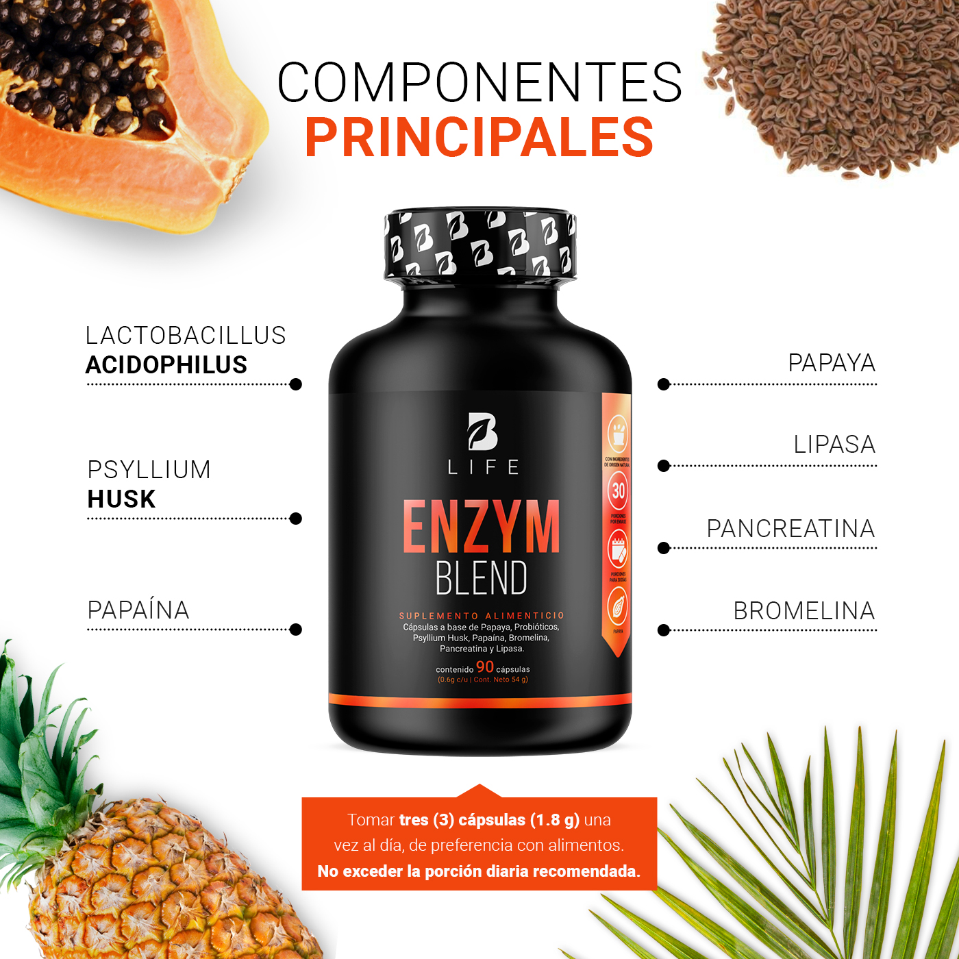 Foto 3 | Enzym Blend B Life 90 Cápsulas