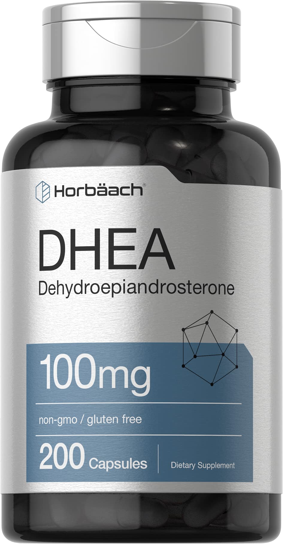 Suplemento Horbaach Dhea 100 Mg 200 Cápsulas Sin Ogm Sin Gluten - Venta Internacional