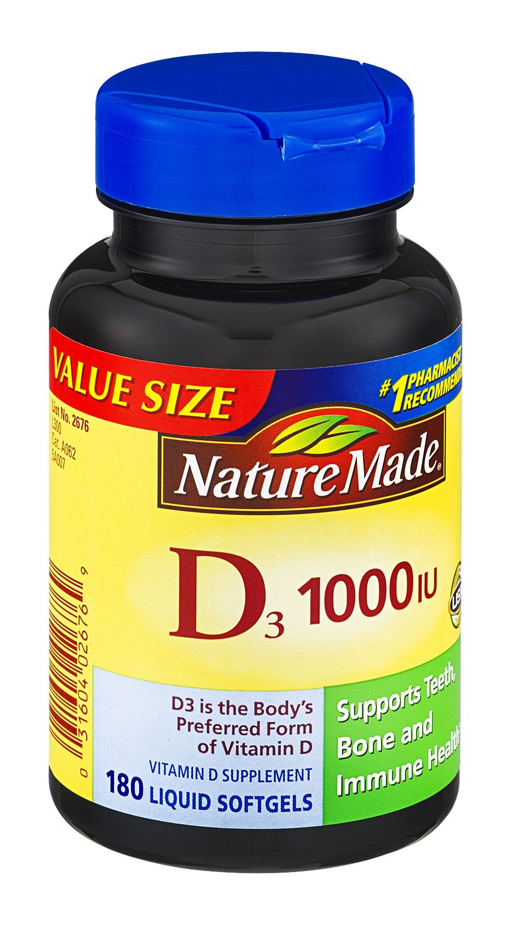 Foto 2 pulgar | Vitamina D3 Nature Made 1000 Ui 180 Cápsulas Blandas - Venta Internacional